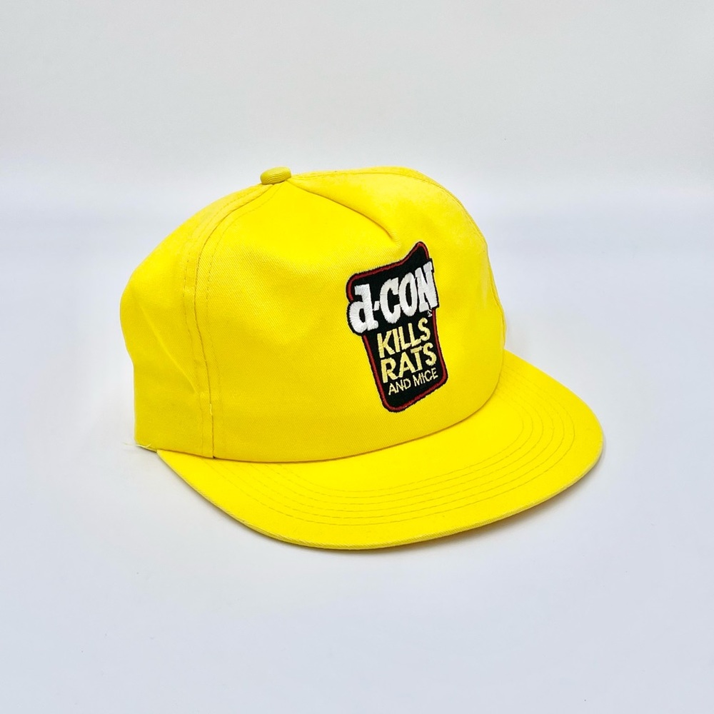 NEW Vintage D-CON Kills Rats Poison Bright Yellow Trucker Hat Adult OSFM